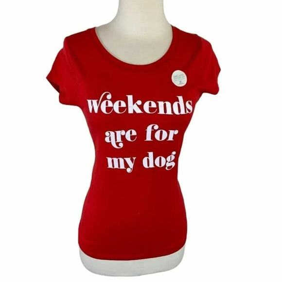 Weekend are for my Dog‎ red/white NWT T-shirt - Picture 1 of 5
